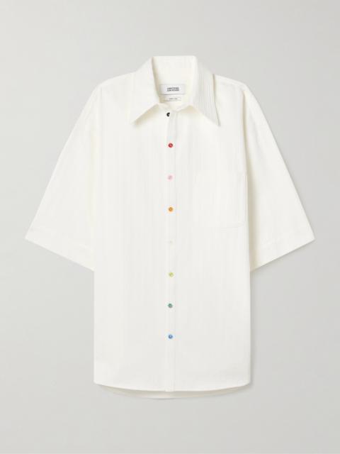 CHRISTOPHER JOHN ROGERS Oversized Embroidered Cotton-sateen Shirt