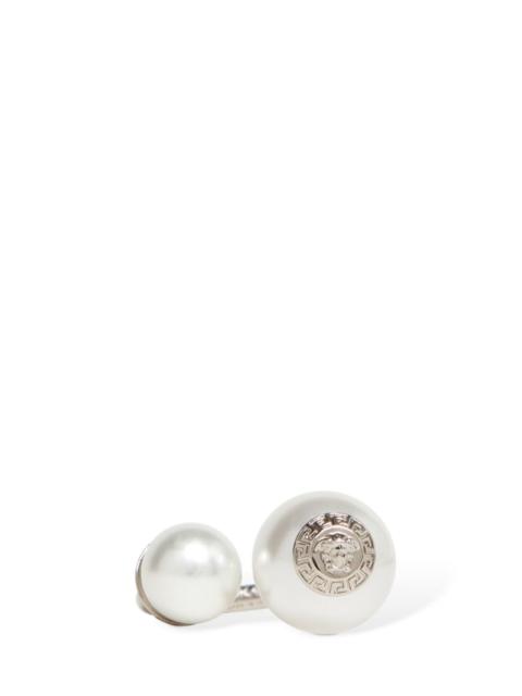 Metal & faux pearl ring