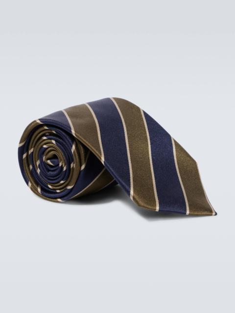 SAINT LAURENT Striped silk twill tie