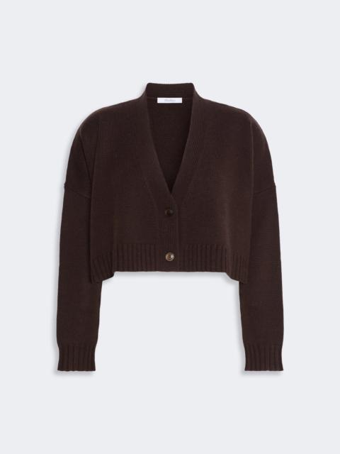Max Mara PLATANI Wool and cashmere boxy cardigan - DARK BROWN