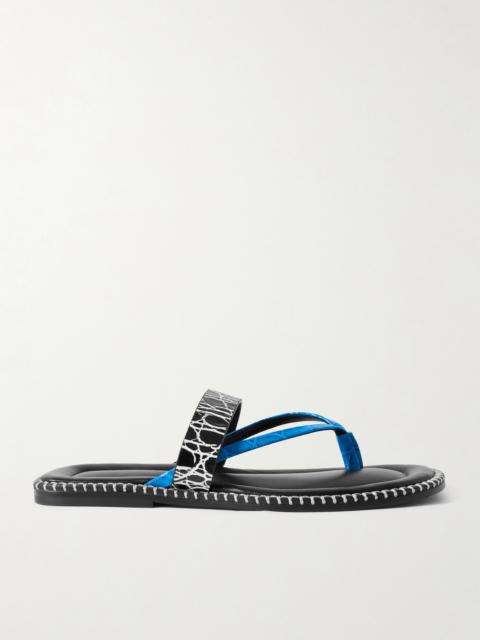 Dries Van Noten Whipstitched Croc-effect Leather Sandals