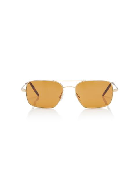 Oliver Peoples Victory II Square-Framed Metal Sunglasses brown