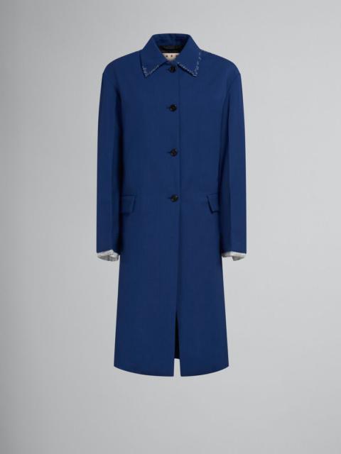 Marni BLUE TROPICAL WOOL TRENCH COAT