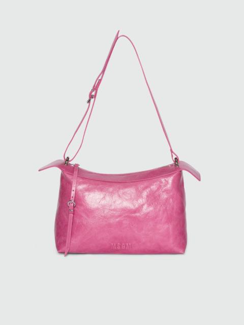 MSGM The Molly pink crackled leather shoulder bag