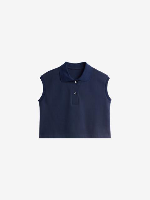 The Frankie Shop Claira Cropped Sleeveless Polo Top - Dark Navy