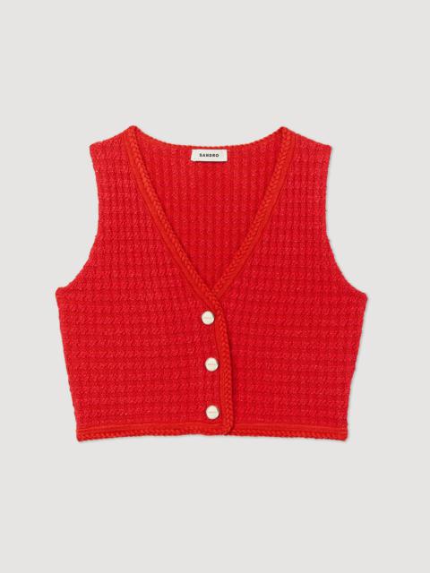 Sandro Cropped tweed sweater