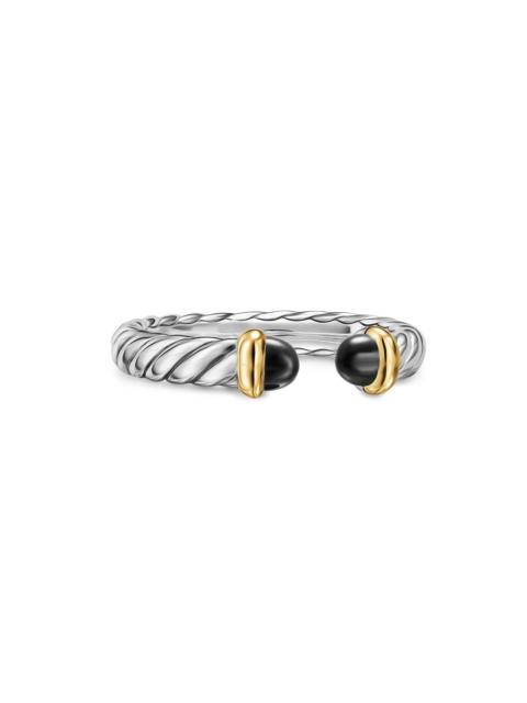DAVID YURMAN Women's Petite Cable Open Ring in Sterling Silver - Black Onyx