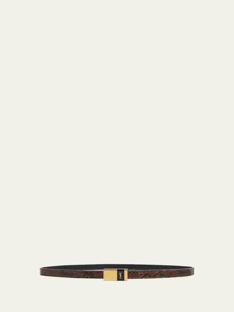 SAINT LAURENT YSL Buckled Python Skinny Belt