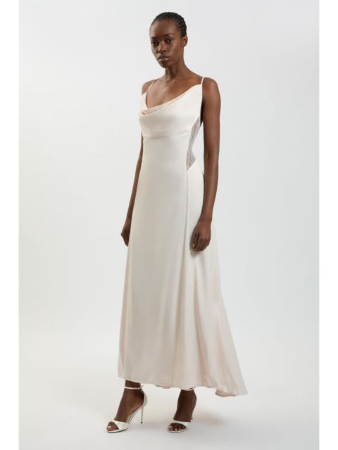 KAREN MILLEN Lace Insert Satin Viscose Bias Cut Maxi Dress