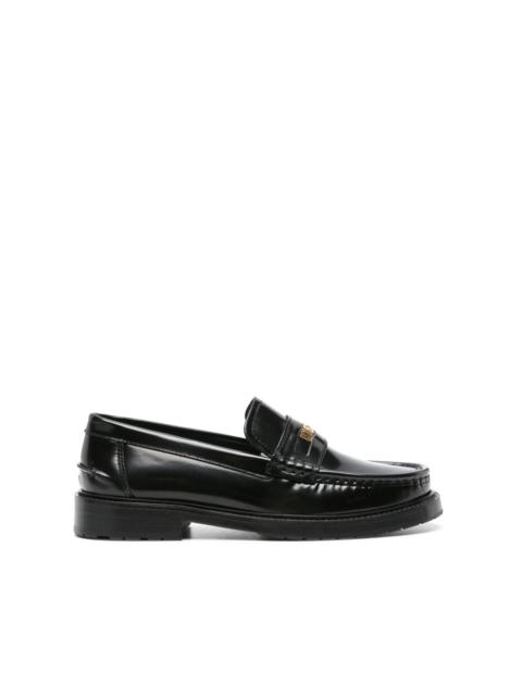 logo-lettering leather loafers