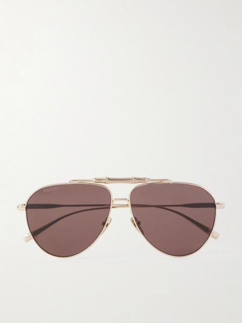 GUCCI Bamboo aviator-style gold-tone sunglasses Gold