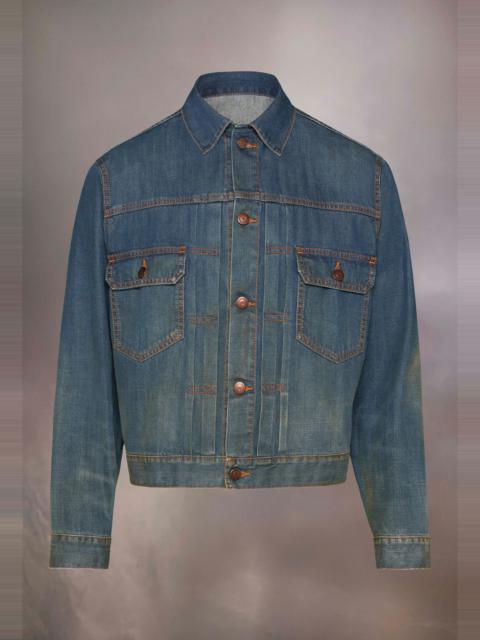 Pleated denim jacket