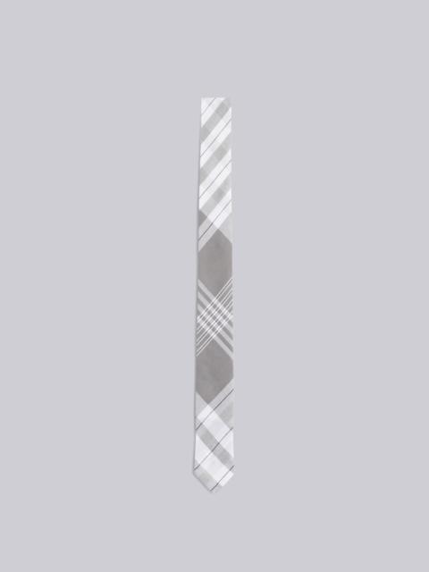 Thom Browne Medium Grey Cotton Large Plaid Madras Print Classic Tie