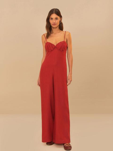 FARM RIO Red Petals Bodice Euroflax™ Premium Linen Jumpsuit