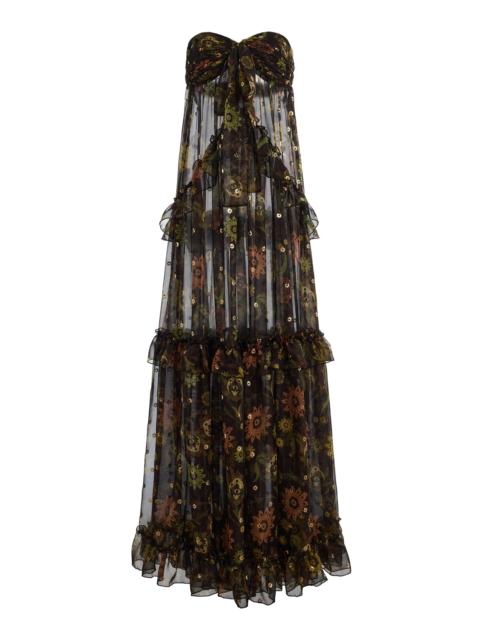 SIEDRÉS Josiane Strapless Chiffon Maxi Dress