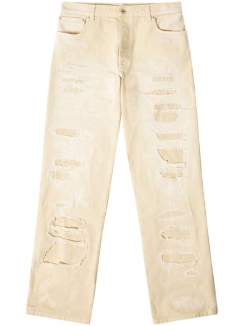 straight-leg distressed-finish jeans