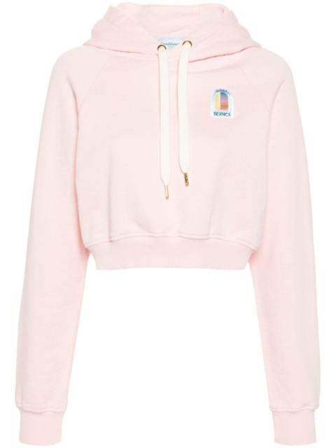 CASABLANCA logo-patch cropped hoodie