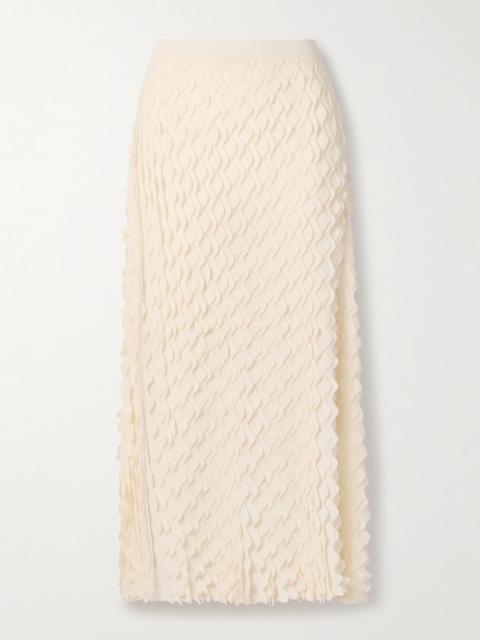 ULLA JOHNSON Willa Layered Scalloped Cotton-blend Midi Skirt