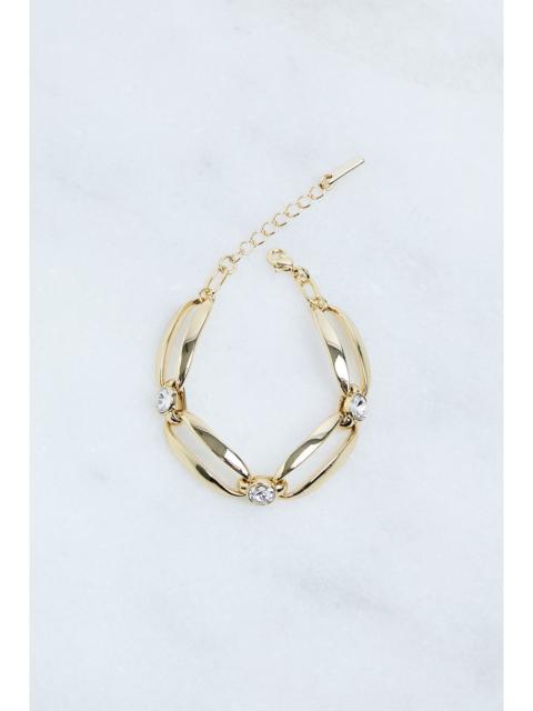 KAREN MILLEN Hand Set European Crystal Ellipse Chain Bracelet