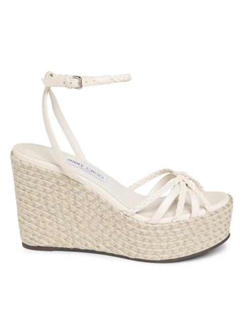 JIMMY CHOO Women's Dree 100MM Leather Wedge Sandals - Latte
