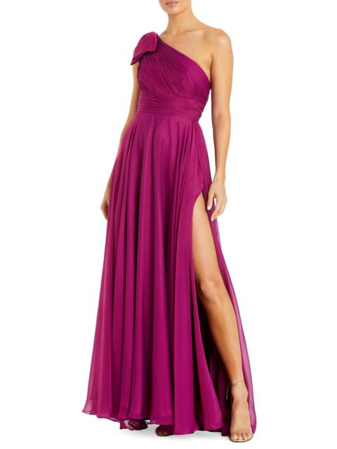MAC DUGGAL Women's Ieena 1 Bow-Detailed Satin A-Line Gown - Raspberry