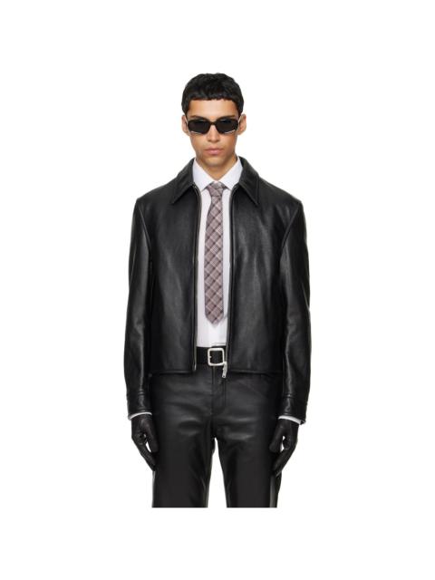 Tonywack Black Buckle Zip Cow Leather Jacket