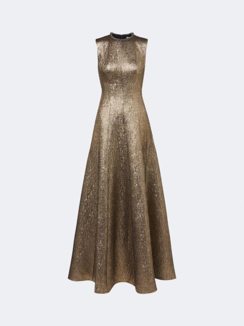 ROLAND MOURET Embellished lamé jacquard gown