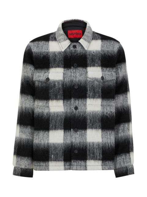 HUGO OVERSIZE-FIT OVERSHIRT IN GLEN-CHECK WOOL-EFFECT FABRIC
