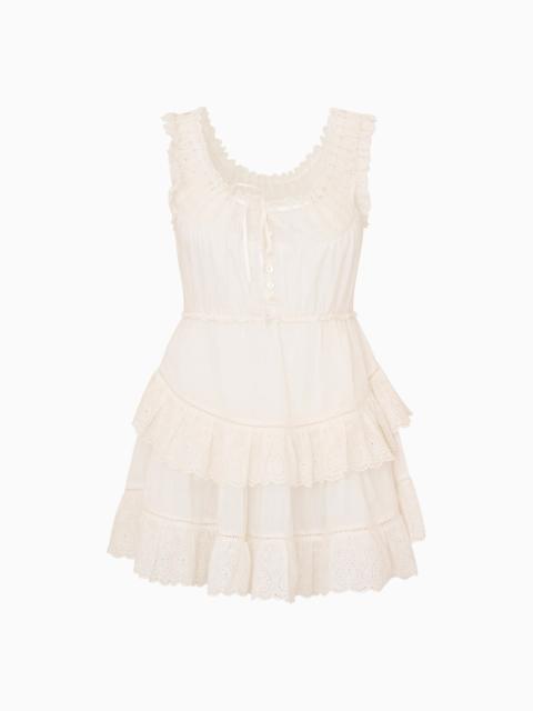 LoveShackFancy Zayan Heart Eyelet Cotton Mini Dress