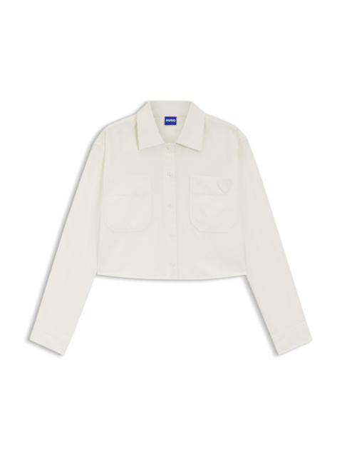 HUGO RELAXED-FIT BLOUSE IN COTTON WITH HAPPY HUGO LOGO