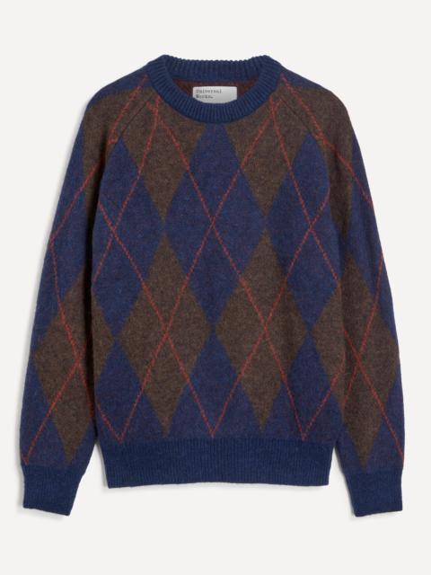 Universal Works Navy Lyon Argyle Jumper