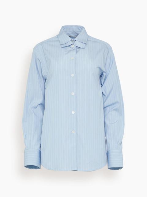 Double Collar Shirt in Blue Stripe