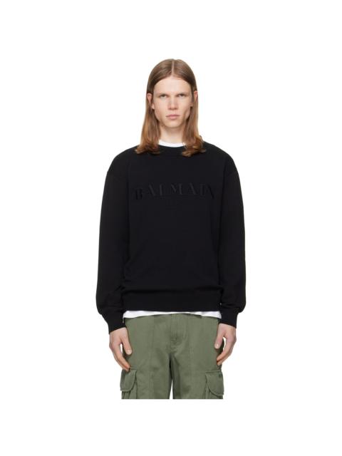 Balmain Black Vintage Embroidered Cotton Sweater