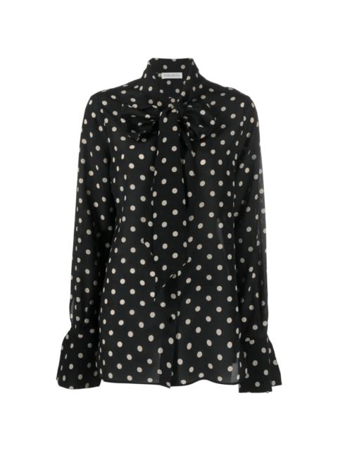 polka-dot silk blouse