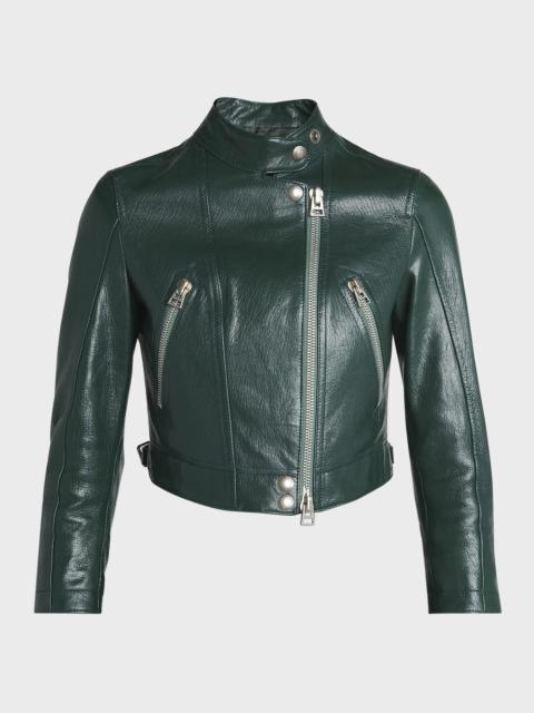 Grain Lux Goat Leather Cropped Jacket