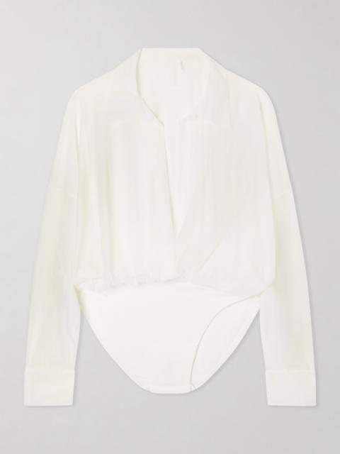 NORMA KAMALI Oversized Boyfriend Mesh Bodysuit