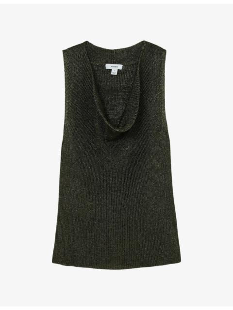 REISS Simone Cowl-Neck Knitted Top