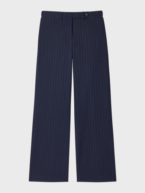 Paul Smith Women's Navy Pinstripe Wool Wide-Leg Trousers