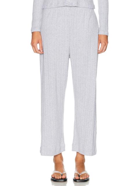 LESET Pointelle Crop Wide Leg Pant in Light Grey