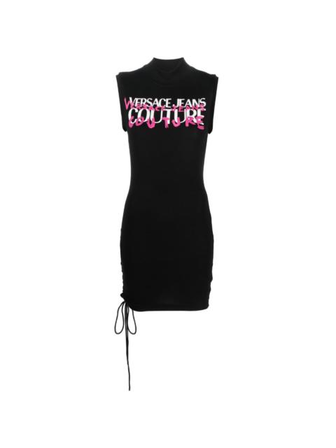 logo-print lace-up minidress