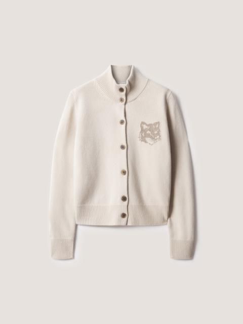 Maison Kitsuné FOX HEAD INTARSIA MERINO HIGH NECK CARDIGAN