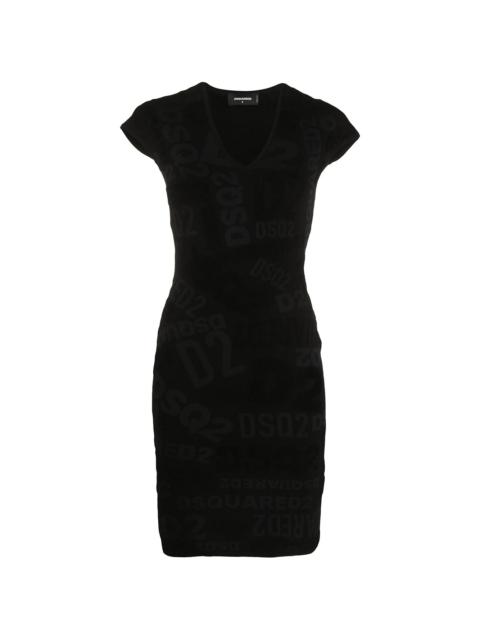 chenille logo print dress