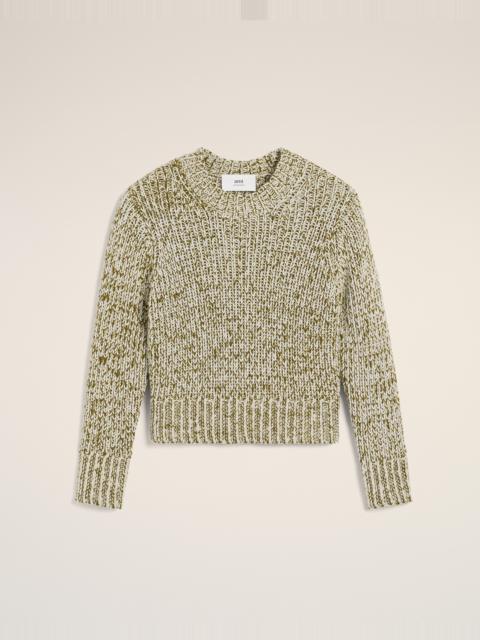 AMI Paris GREEN MOULINÉ TEXTURED KNIT CREWNECK SWEATER