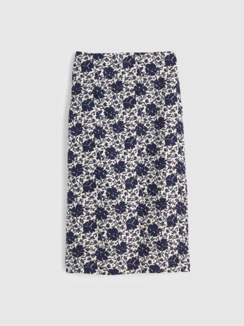 Madewell Pull-On Midi Skirt in Floral-Print Linen