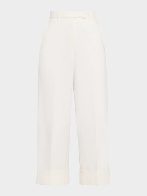 Thom Browne High-Rise Organic Cotton Canvas Straight-Leg Crop Trousers