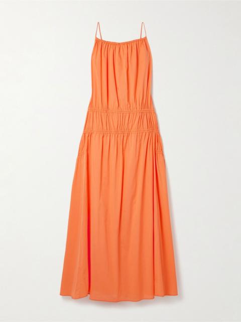 Another Tomorrow Gathered tiered organic cotton-poplin maxi dress Orange