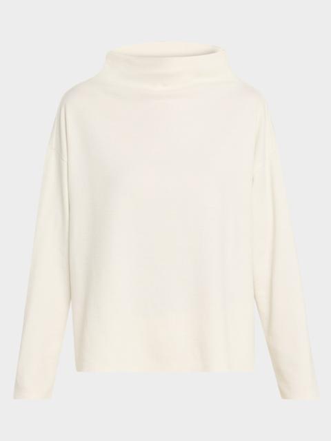 EILEEN FISHER Missy Waffle-Knit Funnel-Neck Sweater