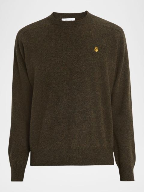 Alexander McQueen Men's Embroidered Skull Wool Crewneck Sweater