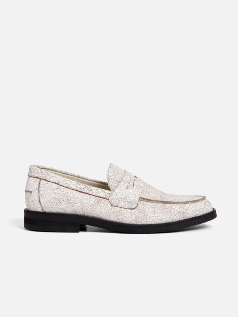 Wilde White Cracked Penny Loafer - Men's