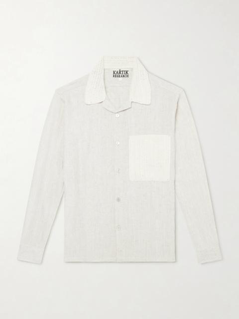 KARTIK RESEARCH Crochet-Trimmed Ramie and Cotton-Blend Shirt